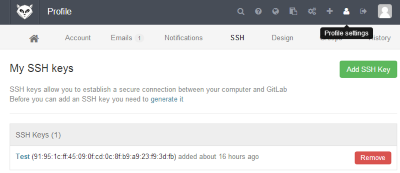 Add SSH key screenshot